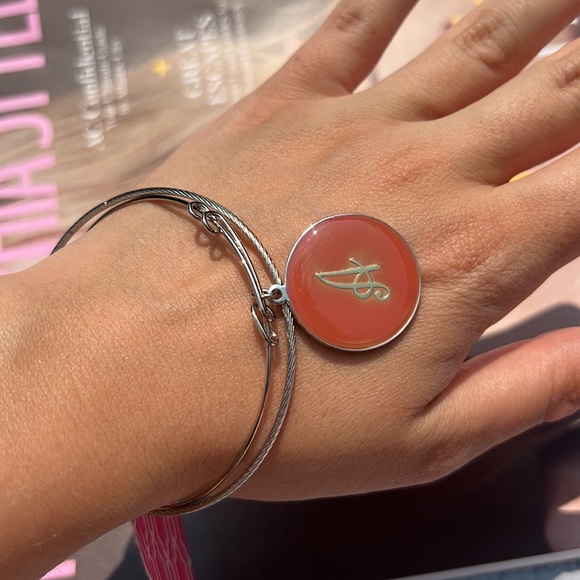 JCPenney Silver Bangle Bracelet with Letter A Charm - Picture 4 of 4